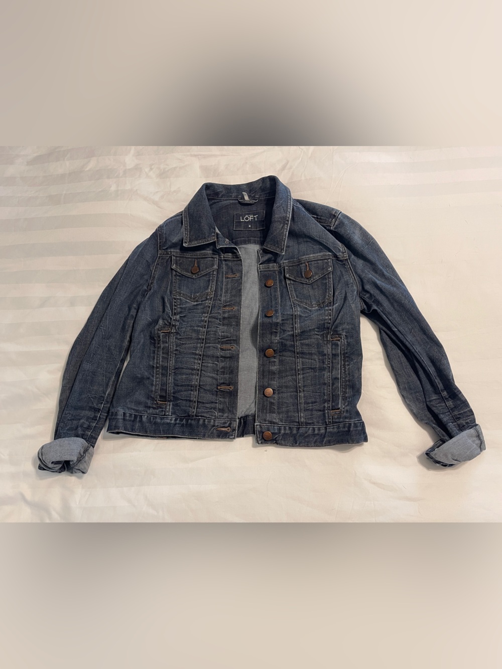LOFT Women's Dark Wash Blue Denim Jacket